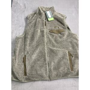 LL Bean Vest Mens 2XL Hi-Pile Fleece Beige Eclypts DkOl Sherpa Outdoors Hiking